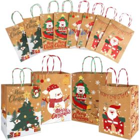 24 Pack Christmas Gift Bags, Bulk Xmas Gift Bags With Handles, 8.7 X 6.3 X 3.2 Inch Holiday Treat Bags For Gifts & Parties (Option: Multi)