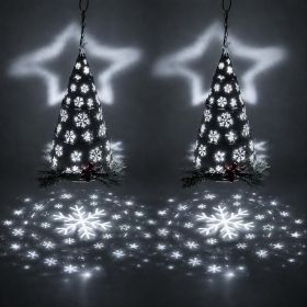 2 Pack Christmas Tree Solar Lanterns Outdoor Waterproof (Option: Green)