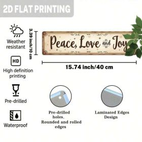 Vintage Peace Love & Joy Metal Sign, Heart Star Farmhouse Christmas Art (Option: A)