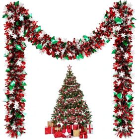 Christmas Tinsel Garland 131 Ft, Red Green White Metallic Foil Garland For Christmas Tree, Party, Home And Holiday Decor (Option: Multi)