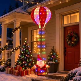 43.5 Inch Light-Up Santa Claus Hot Air Balloon Christmas Decoration (Option: Red)