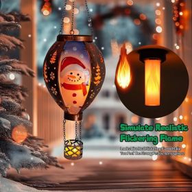 Outdoor Solar Hot Air Balloon Lanterns With Flame Effect, Waterproof Hanging Christmas Lights (Option: Red)