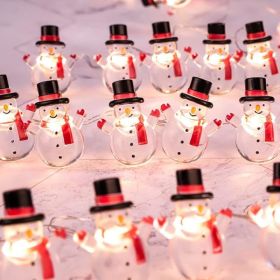 10 Ft Snowman Christmas String Lights, 30 LED Fairy Lights With Remote (Option: White)
