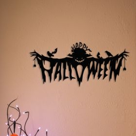 CIFbuy Classic Black Gothic Halloween Metal Wall Hanging Ornament Spooky Creepy Indoor Wall, Decor for Living Room Halloween, Theme Party Housewa (Option: 54266771)