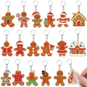 36Pcs Christmas Unfinished Wooden Gingerbread Men Keychains Blank Wood DIYColor Your Own Unfinished Blank Wood Painting Keychains Wooden DIY Set, (Option: 36 Pcs)