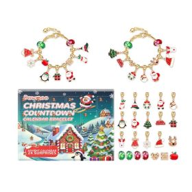 Dowmoo 24 Lattice Christmas Bracelet Making Kit Christmas Blind Box Descent Calendar Countdown Bracelet DIY Toy (Option: Default)