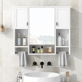 35'' x 28'' Modern Wall Mounted Bathroom Storage Cabinet, Bathroom Wall Cabinet with Mirror, Medicine Cabinet with Towels Bar (Option: 00161105)