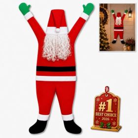 67 Inch Large Hanging Santa Claus Outdoor Christmas Decoration, Climbing Roof And Gutter Display (Option: Red)