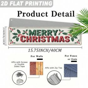 Merry Christmas Metal Sign, Holly Berry Festive Vintage Wall Art Plaque (Option: A)