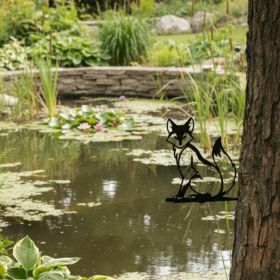 CIFbuy 1pc Black Iron Farm Animal Silhouette Art - Fox And Rooster Outdoor Garden Decor, Rustic Fence Ornament, Garden Decor, Rustic Fence Orname (Option: 83544793)