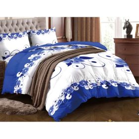 Blue White Floral Duvet Cover Set 3 Piece, Queen Size - Ultra Soft Microfiber Bedding Set with 2 Pillowcases (20x30 Inches) | Machine Washable, W (Option: Blue White Floral-California King)