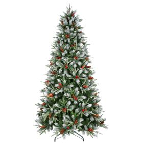Artificial 4ft Green Christmas Tree with 747PE/PVC Mixed Branch Tips,Red fruit and Pine cone,Hinged Premium & Foldable Base for Indoor Holiday De (Option: 62213499)
