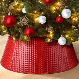 28-Inch Red Metal Christmas Tree Collar Basket For Indoor & Outdoor Decor (Option: Red)