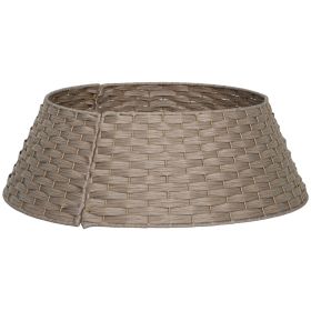 27 Inch Rustic Christmas Tree Skirt, Plastic Woven Christmas Tree Collar For Party, Holiday, Home Decoration, Coffee (Color: Coffee-660x280x220 mm)