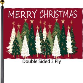 3x5FT Merry Christmas Flag, Double-Sided 3-Ply Outdoor Banner (Option: Red)