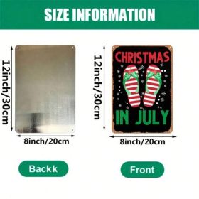 Vintage Aluminum Christmas In July Sign 8x12, Waterproof Metal Wall Decor (Option: A)