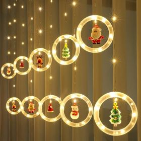 9.8 Ft Warm White Christmas Ring Curtain Lights, USB 3D Hanging Tree Decor (Option: Yellow)