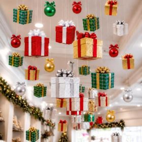 Christmas Hanging Ceiling Decorations Ball And Gift Box Cutout (Option: Multi)
