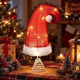 8-Inch Red Santa Hat Christmas Tree Topper With Timer (Option: Red)