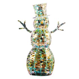 4FT Lighted Iridescent Snowman Christmas Decorations, Pre-lit Holiday Decor with 100 Warm White LED Lights for Xmas Outdoor Indoor Decor Lighted (Option: 36918468)