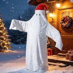 5.25-Foot Lighted Outdoor Christmas Snowman Decoration With Santa Top Hat For Garden, Lawn, Porch, And Holiday Display (Option: Cold White)