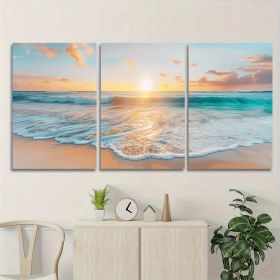 3pcs Wood Frame Canvas Print Decorative Painting, Sea Life Octopus Turtle Seahorse Watercolor Art Painting--Selling On Temu Is Prohibited (Option: 32X16inch)