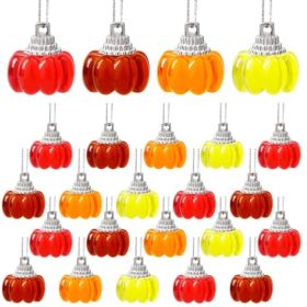 24Pcs Mini Pumpkin Hanging Ornaments For Small TreeMiniature 3D Fall Ornaments And Cornucopia Ornaments, Thanksgiving Holiday Harvest Table Top H (Option: 24 Pcs)
