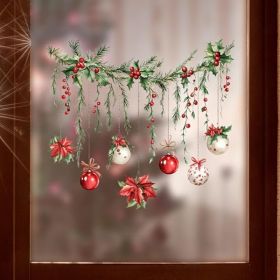 Christmas Garland Window Clings, Colorful Ball Reusable Holiday Decals (Option: Red)