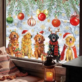 2-Sheet Christmas Puppy Window Clings, Reusable Holiday Decals (Option: Multi)