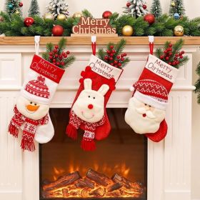 3PCS Large 18.1-Inch 3D Christmas Stockings, Festive Fireplace Hanging Decorations (Option: Red)