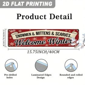 Vintage Iron 2D Flat Snowmen Mittens Metal Wall Sign, Christmas Decor 15.75 (Option: A)