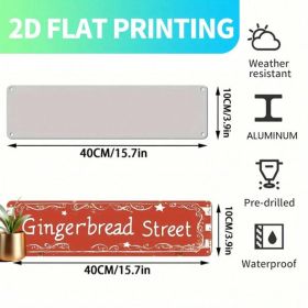 Vintage Gingerbread Street Metal Tin Sign, UV Printed Christmas Wall Decor (Option: A)