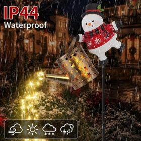 Solar Christmas Snowman Watering Can Lights, Metal Hanging Garden Decoration With Warm LED Glow For Patio, Porch, Lawn, And Backyard (Option: Red)