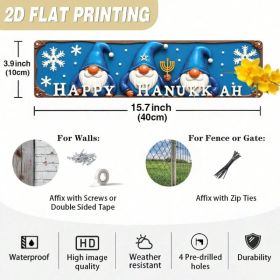 Funny Gnome Metal Sign 2D Flat, Happy Christmas Farmhouse Wall Decor 3.9x15.7 (Option: A)