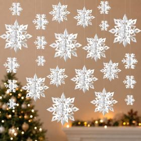 White Paper Snowflake Decorations 14 Units, Hanging Christmas Decor For Indoor Windows, Walls, Ceiling, Parties And Holiday Decor (Option: Multi)