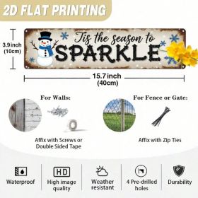 Rustic Tis The Season To Sparkle Metal Sign, Snowman Christmas Wall Decor (Option: A)