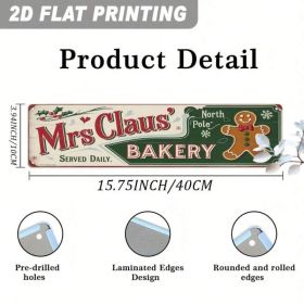 Mrs. Claus Bakery Vintage Metal Sign, Retro Christmas Gingerbread Wall Art (Option: A)