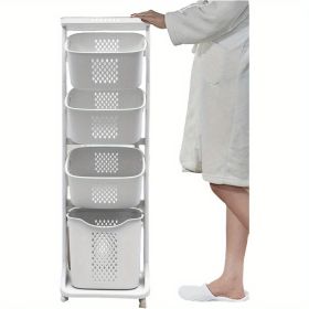 Multi-functional Organizing Shelving Bathroom Sorting Dirty Laundry Basket Plastic Large Mobile Storage Basket (size: 4-layer)