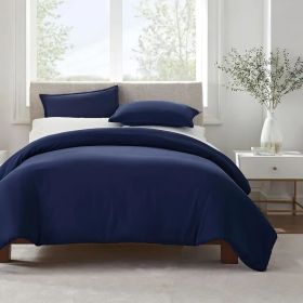 Serta Simply Clean Solid Duvet cover Twin (Color: Navy Blue, size: Twin)