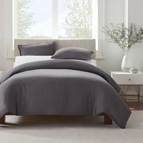 Serta Simply Clean Solid Duvet cover Twin (Color: Grey, size: Twin)