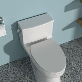 Ceramic One Piece Toilet,Single Flush with Soft Clsoing Seat (Color: as Pic)