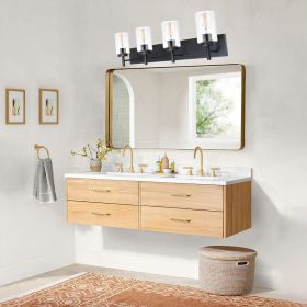 5-Light Black Bathroom Vanity Light, Black Vanity Light with Seeded Glass Shades, Modern Vanity Light Fixture for Bathroom Mirror, Bedroom (Numbers of Light: 4-Light)