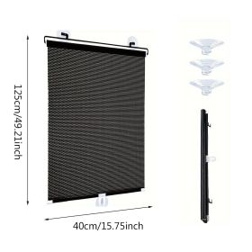 Window Shade with 3 Suction Cups Insulation Blackout Blind Shade Portable Temporary Cover (size: 15.75x 49.21 in)