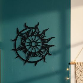 CIFbuy Modern Minimalist Sun Metal Wall Art Sleek Iron Sunburst Sculpture for Indoor, Outdoor Office Living Room, Rustproof Contemporary Home Acc (Option: 31906048)