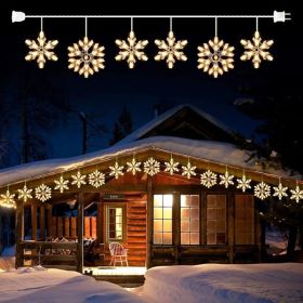 9-Foot Christmas Snowflake Icicle String Lights With 6 Hanging Drops And 100 Mini Bulbs, Plug-In Connectable Window Lights For Indoor And Outdoor (Option: White)