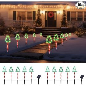 Christmas Tree Outline Solar Lights 10 Pack, 17 Inch Garden Solar Lights (Option: Green)