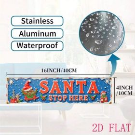 Vintage Santa Stop Here Christmas Sign 4x16, Rustic Aluminum Wall Decor (Option: A)