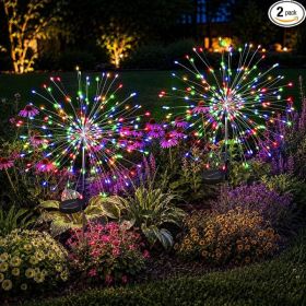 Set Of 2 Multicolor Solar Firework Garden Lights With 2 Lighting Modes For Outdoor Yard, Lawn, Pathway, Patio, And Christmas Decorations (Option: Multicolered)