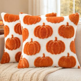 Pumpkin Pillow Covers Fall Decor 18x18 Set Of 2 Orange (Option: Multi)