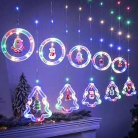 9.8 Ft USB Christmas Tree Ring Window Lights, LED Hanging Holiday Decorations (Option: Multi)